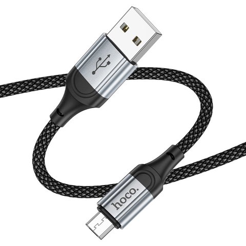 USB кабель Hoco X102, USB тип-A, micro-USB тип-B, 100 см, 2,4 А, чорний, в нейлоновому обплетенні, #6942007608763 Прев'ю 1
