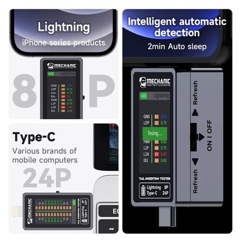 USB Tester Mechanic T-824, (USB type C, Lightning) Preview 2
