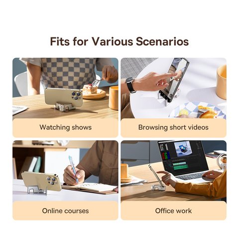 Holder Baseus Portable Series Folding Moon, (folded, desktop, white, plastic) #B10556600211-00 Preview 1