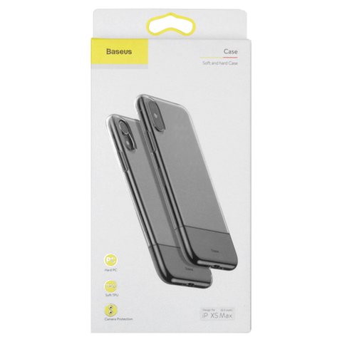 Чехол Baseus для iPhone XS Max, черный, прозрачный, силикон, пластик, #WIAPIPH65-RY01 Превью 1