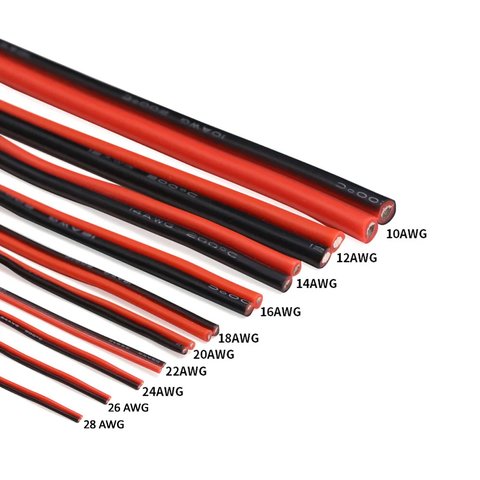 Провід в силіконовій ізоляції 2x20AWG, 0,5 мм², 1 м, чорний, червоний, UL3135 Прев'ю 1