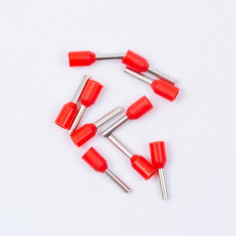 Наконечник VE1008, трубчастий, ізольований, червоний, 10 шт., 1 мм², 8 мм Прев'ю 1
