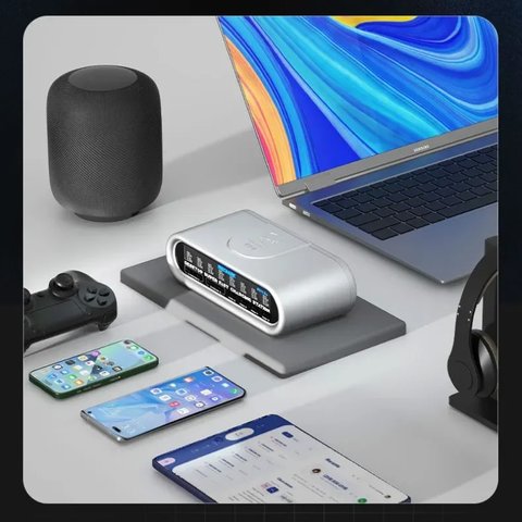 Мережевий зарядний пристрій Mechanic E-Power Max, 240 Вт, Power Delivery (PD), з безпровідною зарядкою, 8 портів Прев'ю 3