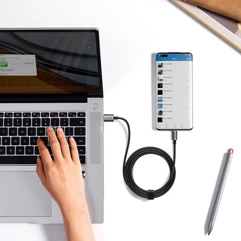 USB кабель Baseus Superior, USB тип-C, USB тип-A, 100 см, 100 Вт, белый, #P10320102214-01 Превью 4