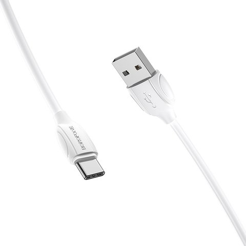 USB кабель Borofone BX19, USB тип-C, USB тип-A, 100 см, 3 A, белый, #6931474701800 Превью 2