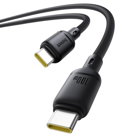 USB кабель Baseus Silky, 2xUSB тип-C, 200 см, 100 Вт, черный, силиконовый, #P10377704113-01 Превью 2
